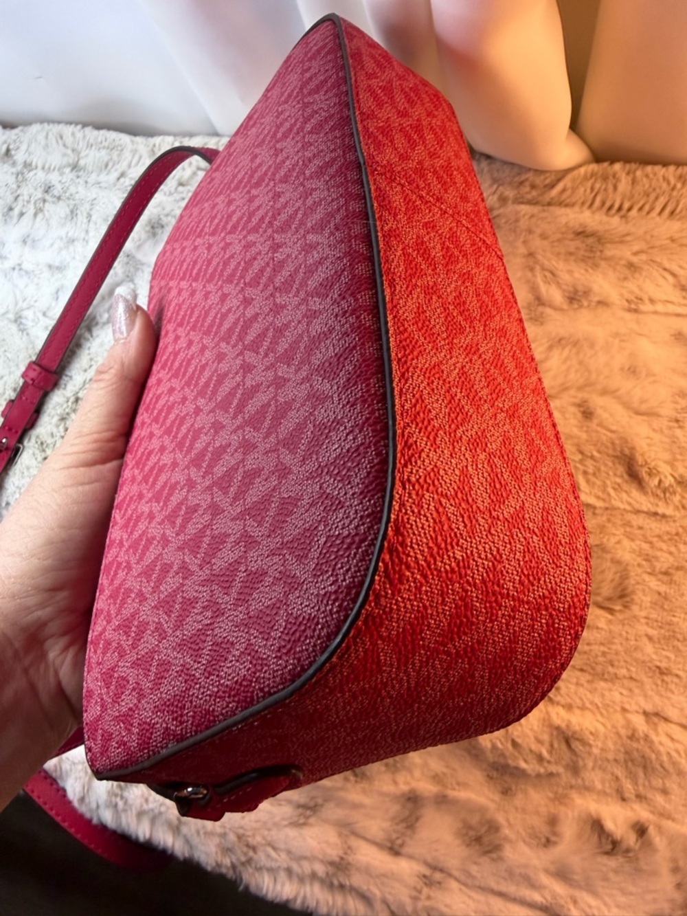 Michael Kors Pink-Red Signature Crossbody Bag - Picture 9 of 16